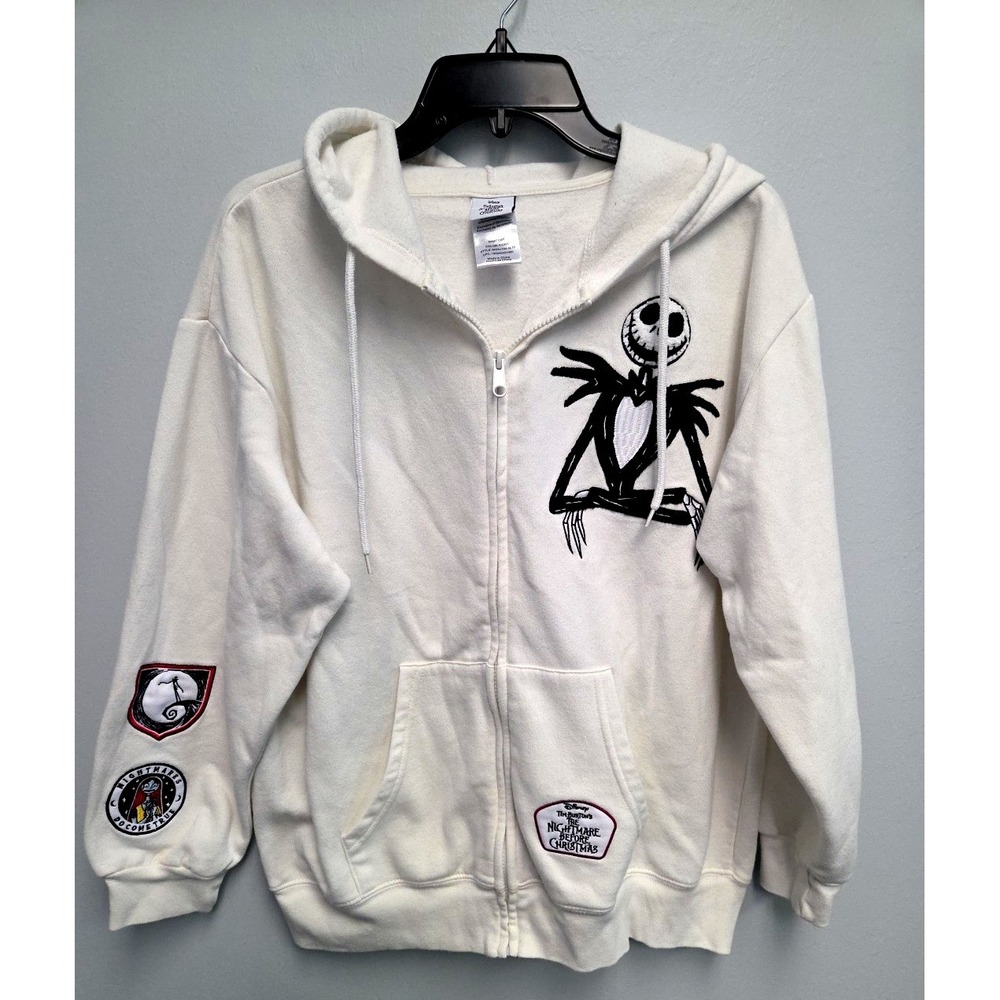 Disney The Nightmare Before Christmas XL Hoodie Womens Sweatshirt Patch Zip